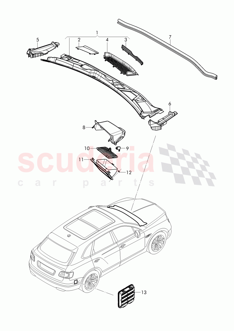 Cover for plenum chamber, air vent of Bentley Bentley Bentayga (2015-2020)