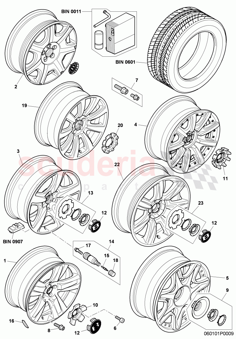 alloy wheel, F 3W-9-059 521>>, F ZA-A-062 461>> of Bentley Bentley Continental GT (2003-2010)