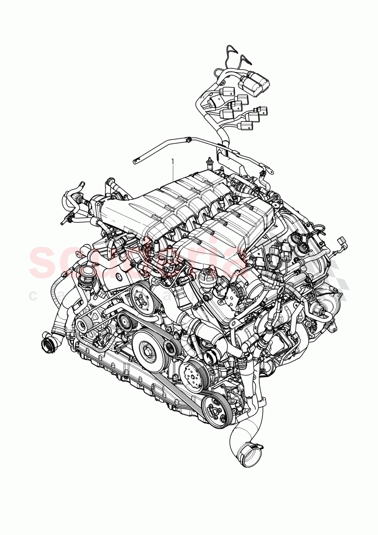 engine, complete, miscellaneousmaterial, Parts set for engine and gear lowering, mounting parts for engine and transmission of Bentley Bentley Continental Supersports (2017+)