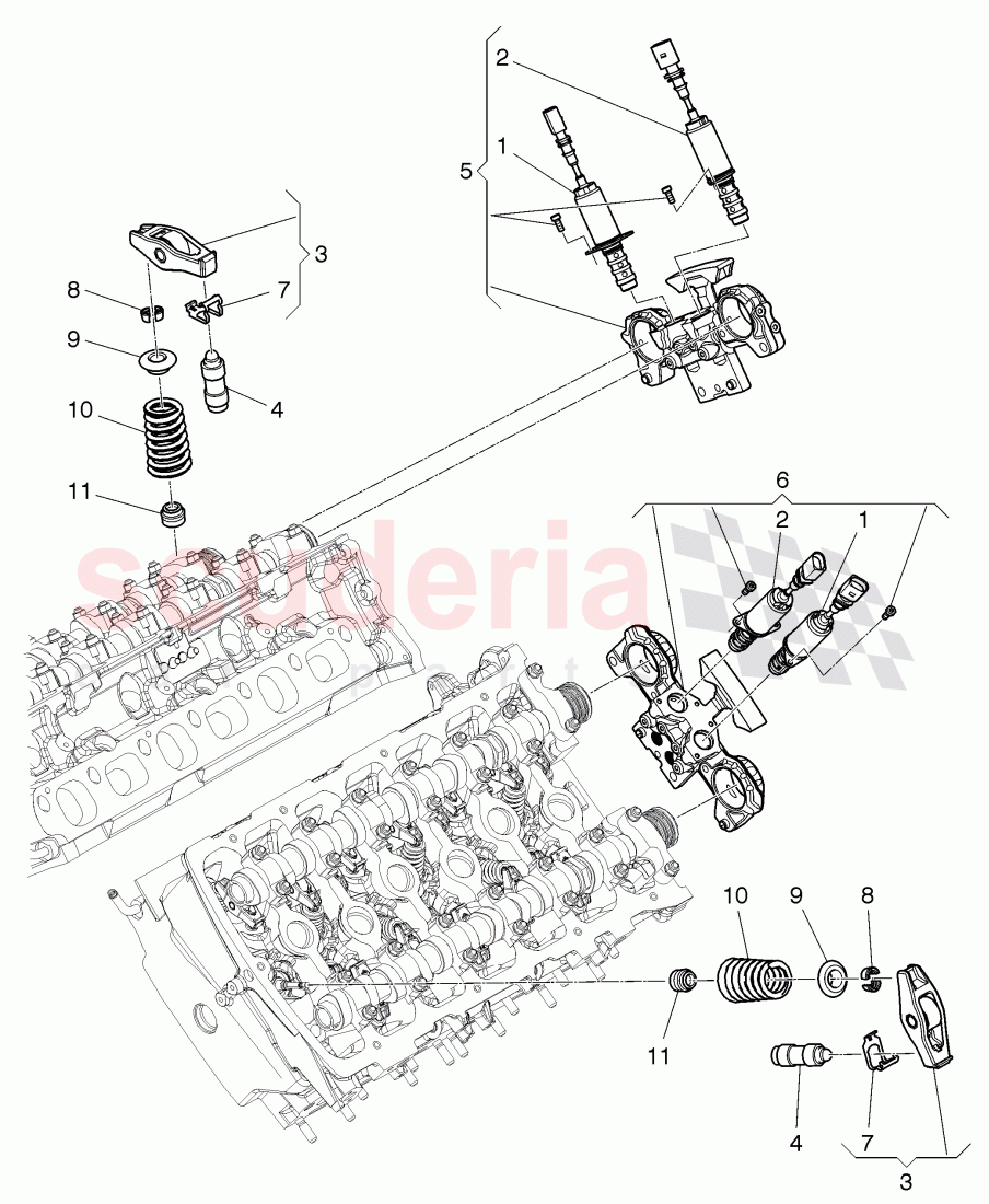 solenoid valve, camshaft adjuster unit, cam follower, roller rocker arm of Bentley Bentley Continental GT (2011-2018)