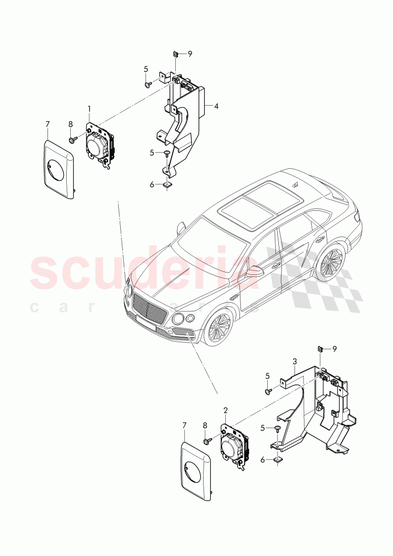 radar sensor, for vehicles with adaptive cruise control, 'ACC' of Bentley Bentley Bentayga (2015+)