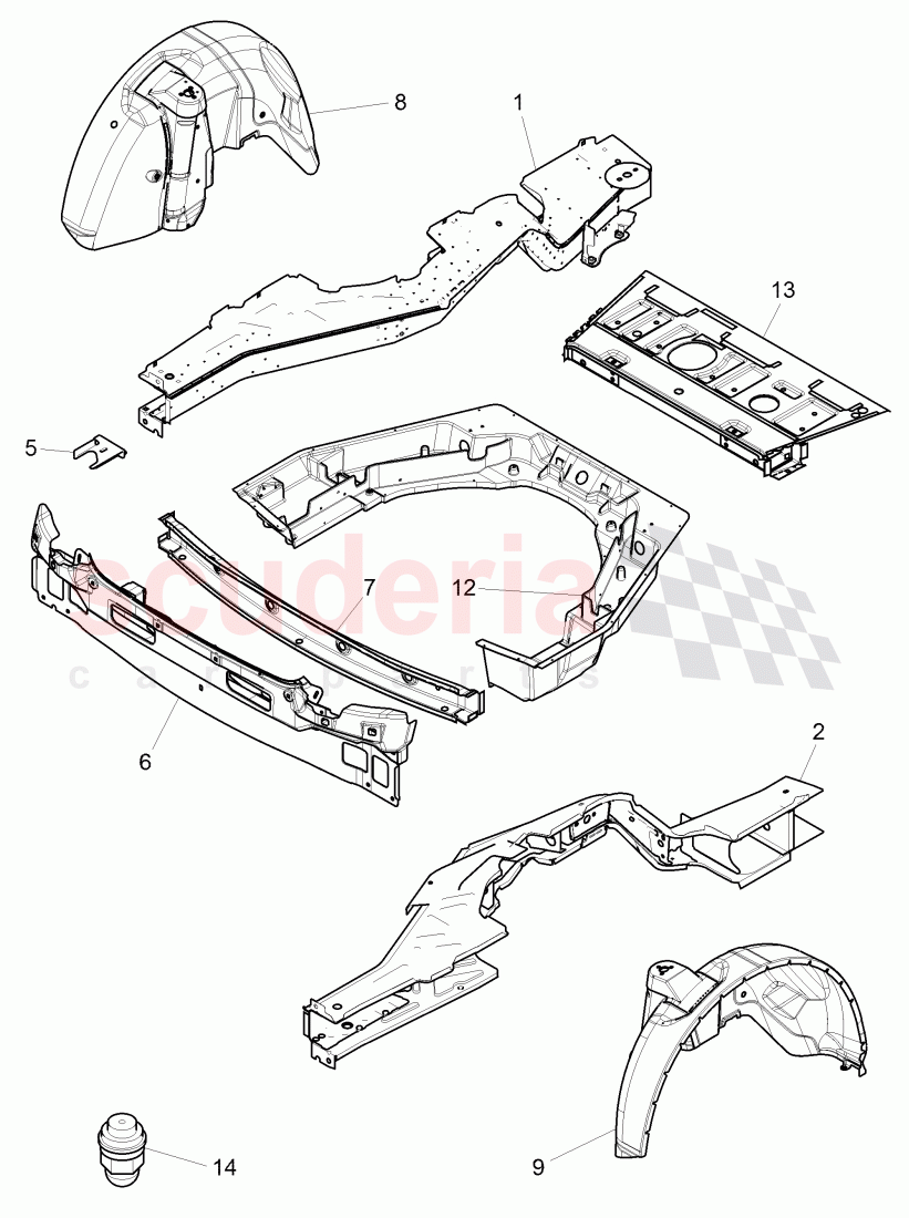 floor assembly, wheel housing, rear panel, D - MJ 2017>> of Bentley Bentley Mulsanne (2010+)