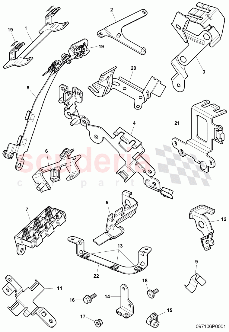 Cable holder and clamps for engines of Bentley Bentley Continental Supersports (2009-2011)