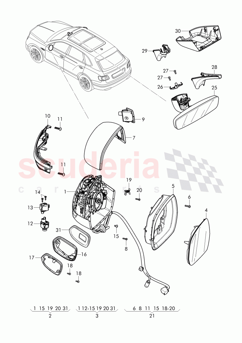 rear view mirror, rear view mirror inner of Bentley Bentley Bentayga (2015-2020)
