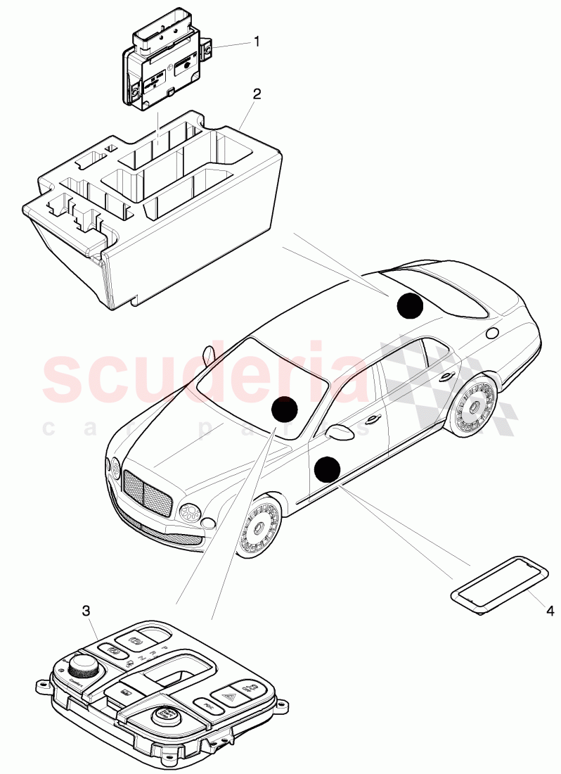 Control unit for electro-, mechanical parking brake of Bentley Bentley Mulsanne (2010+)