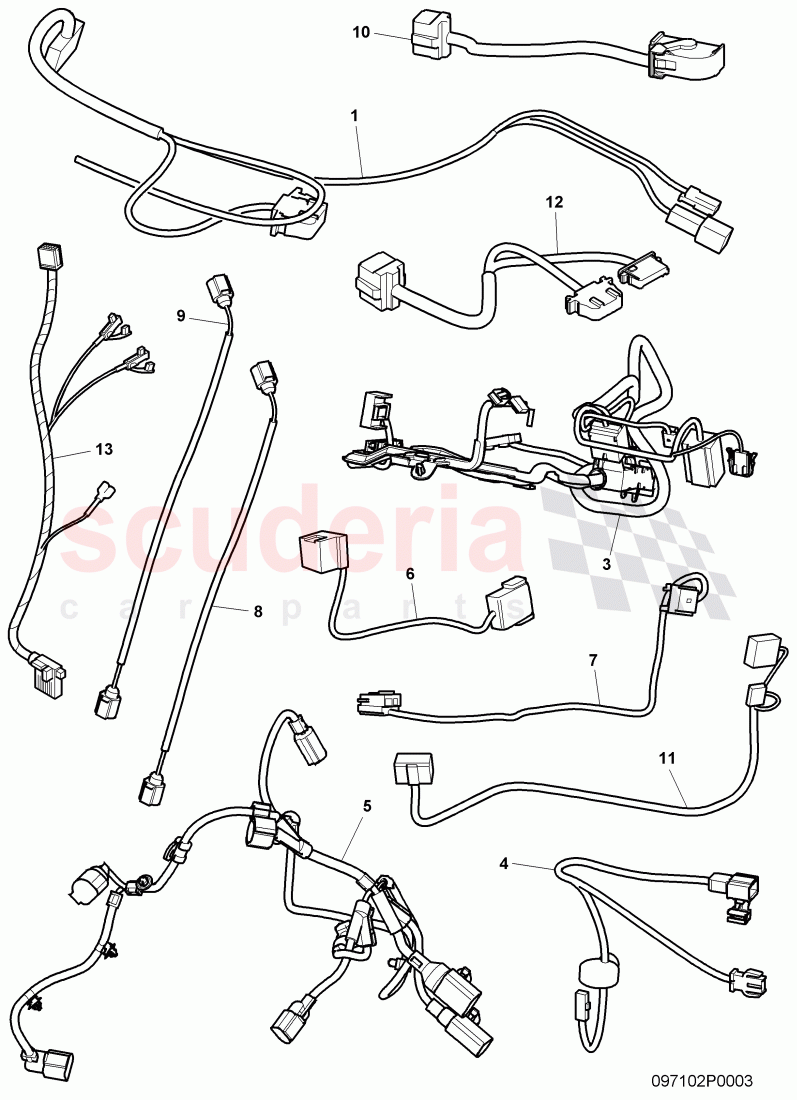 wiring harnesses, F 3W-7-039 946>> 3W-8-059 518 of Bentley Bentley Continental GT (2003-2010)