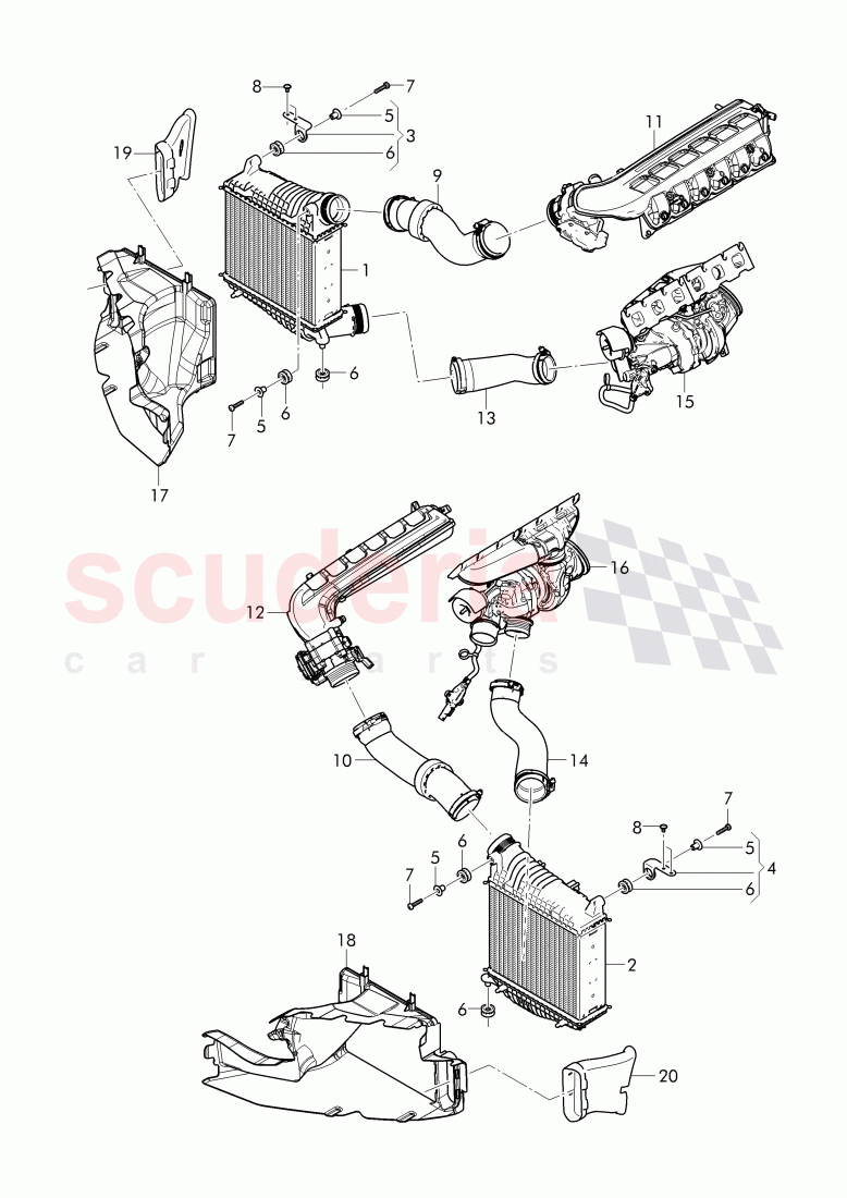 charge air cooler, air duct for charge, air cooler of Bentley Bentley Bentayga (2015+)