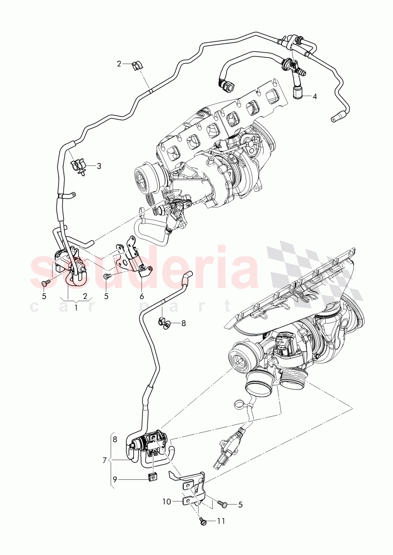 vacuum hoses, solenoid valve, (For turbocharger), F 4V-J-017 261>>, F ZV-J-017 261>> of Bentley Bentley Bentayga (2015+)