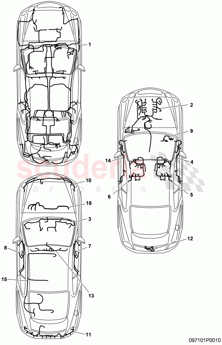 wiring harnesses, F 3W-9-059 877>>, D >> - MJ 2009 of Bentley Bentley Continental GTC (2006-2010)