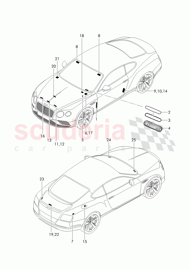 vehicle data plate, D - MJ 2017>> of Bentley Bentley Continental GT (2011-2018)