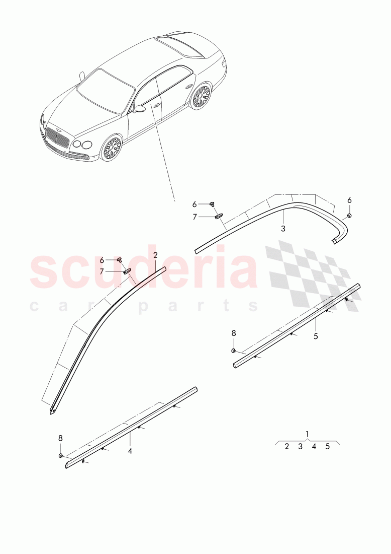 Original Accessories, trim for door window frame, trim strip for fender and door of Bentley Bentley Continental Flying Spur (2013+)
