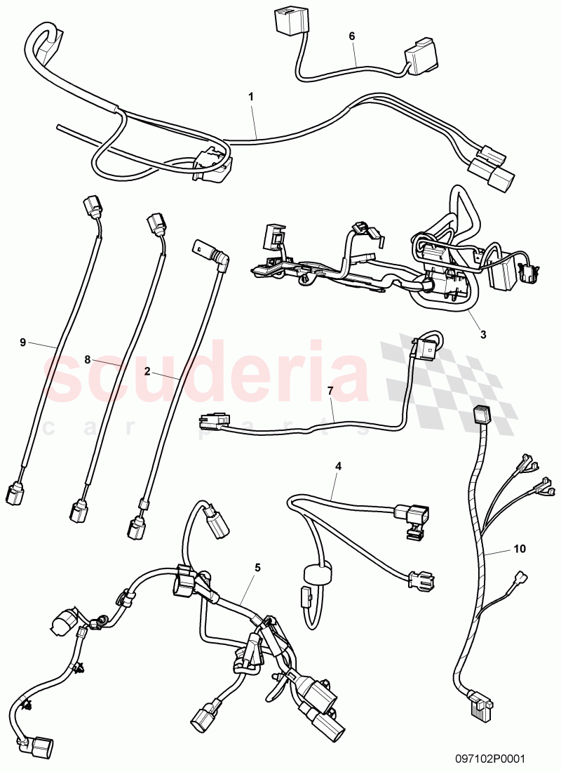 wiring harnesses, F 3W-4-020 001>> 3W-6-039 935 of Bentley Bentley Continental GT (2003-2010)