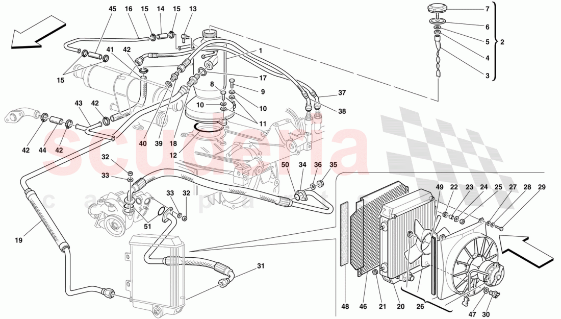 LUBRICATION SYSTEM - RADIATOR, BLOW-BY SYSTEM AND PIPES of Ferrari Ferrari F50