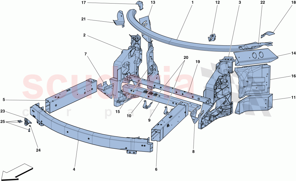CHASSIS - STRUCTURE, FRONT ELEMENTS AND PANELS of Ferrari Ferrari 488 Spider