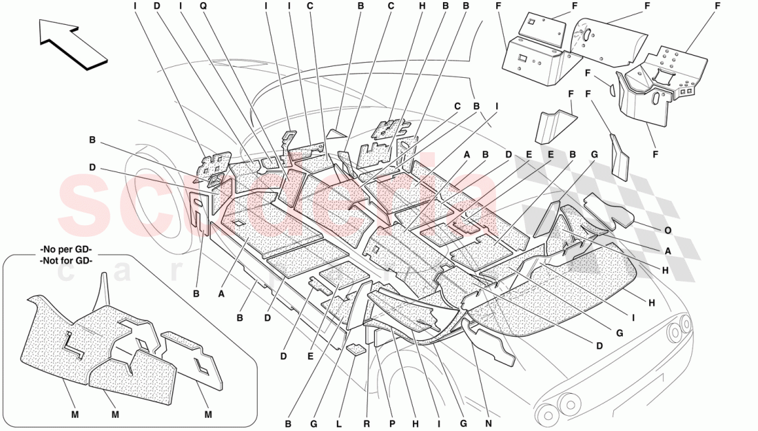 PASSENGERS COMPARTMENT AND ENGINE COMPARTMENT INSULATIONS of Ferrari Ferrari 456 GT/GTA