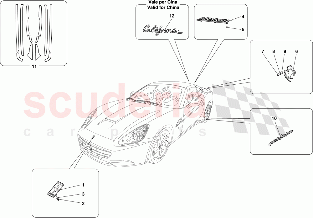 SHIELDS, TRIM AND COVERS of Ferrari Ferrari California (2012-2014)
