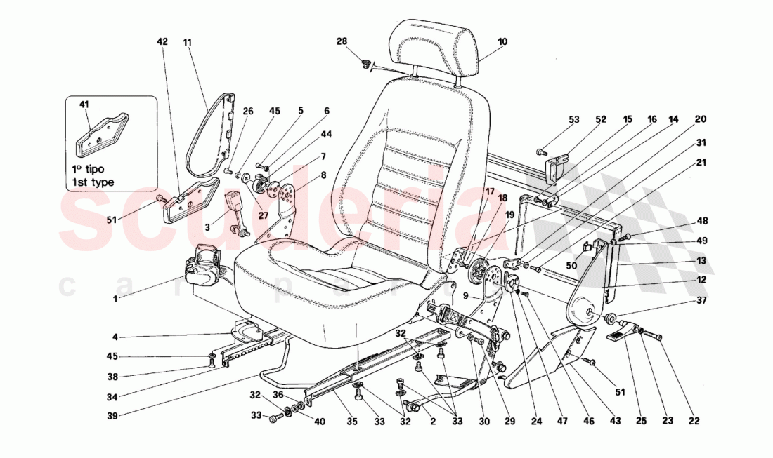 Seats and safety belts -Valid for USA- of Ferrari Ferrari 512 TR