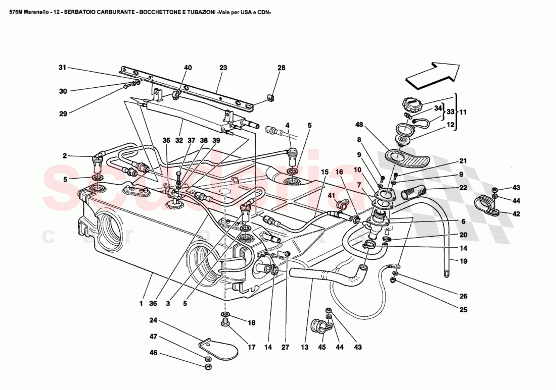 FUEL TANK - UNION AND PIPING -Valid for USA and CDN- of Ferrari Ferrari 575M Maranello