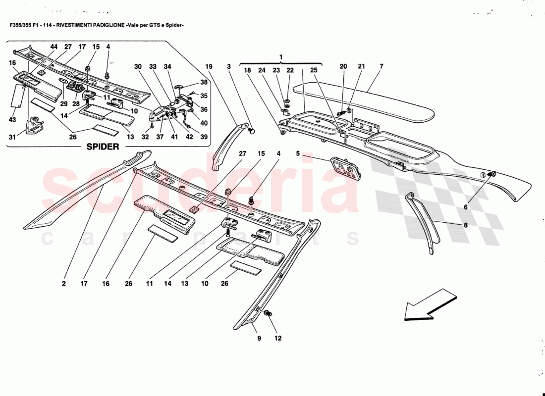 ROOF TRIMS -Valid for GTS and Spider- of Ferrari Ferrari 355 (5.2 Motronic)