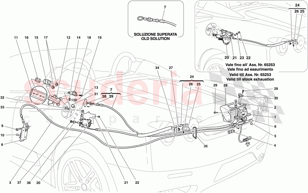 ENGINE COMPARTMENT LID AND FUEL FILLER FLAP OPENING MECHANISMS of Ferrari Ferrari 430 Spider