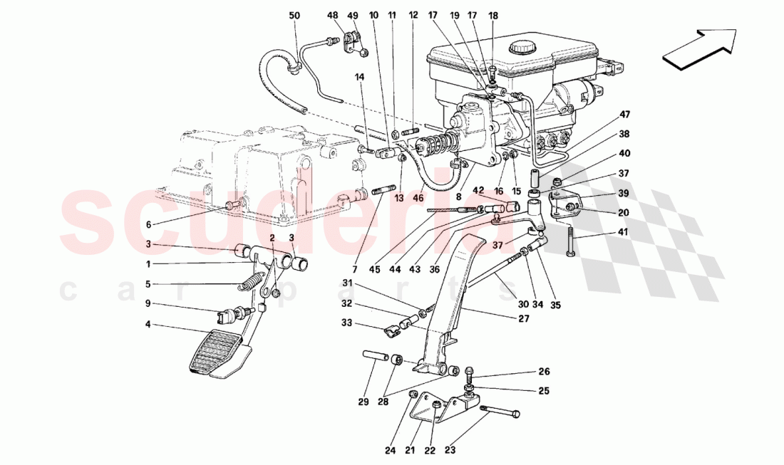 THROTTLE PEDAL AND BRAKE HYDRAULIC SYSTEM -Valid for GD- of Ferrari Ferrari 348 (2.7 Motronic)