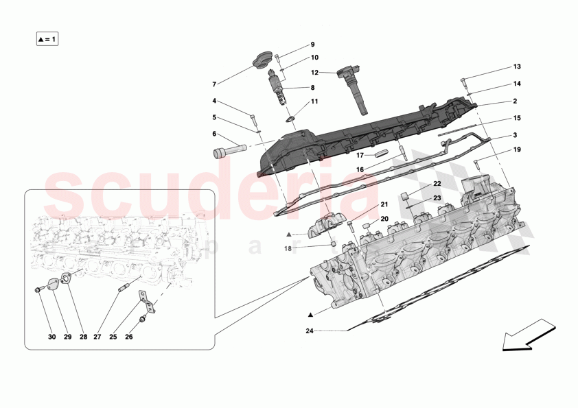 CYLINDER HEADS - RH HEAD of Ferrari Ferrari 12Cilindri