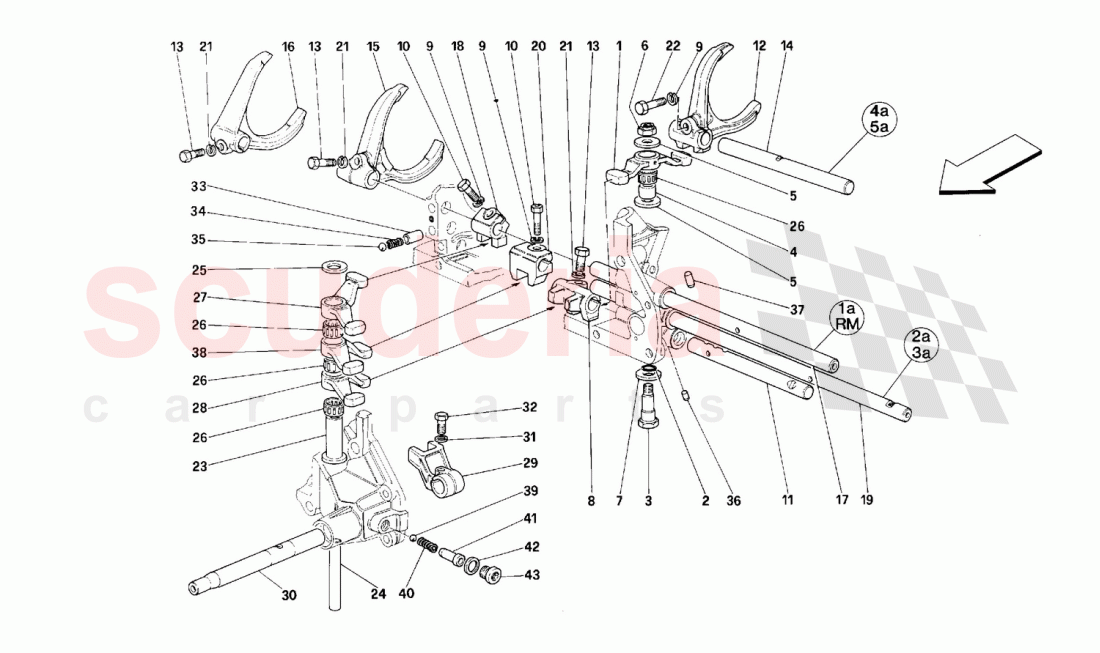 INSIDE GEARBOX CONTROLS of Ferrari Ferrari 348 (2.7 Motronic)