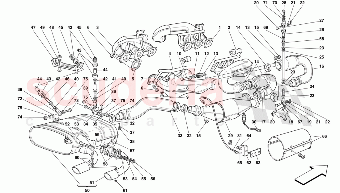 EXHAUST SYSTEM of Ferrari Ferrari F50