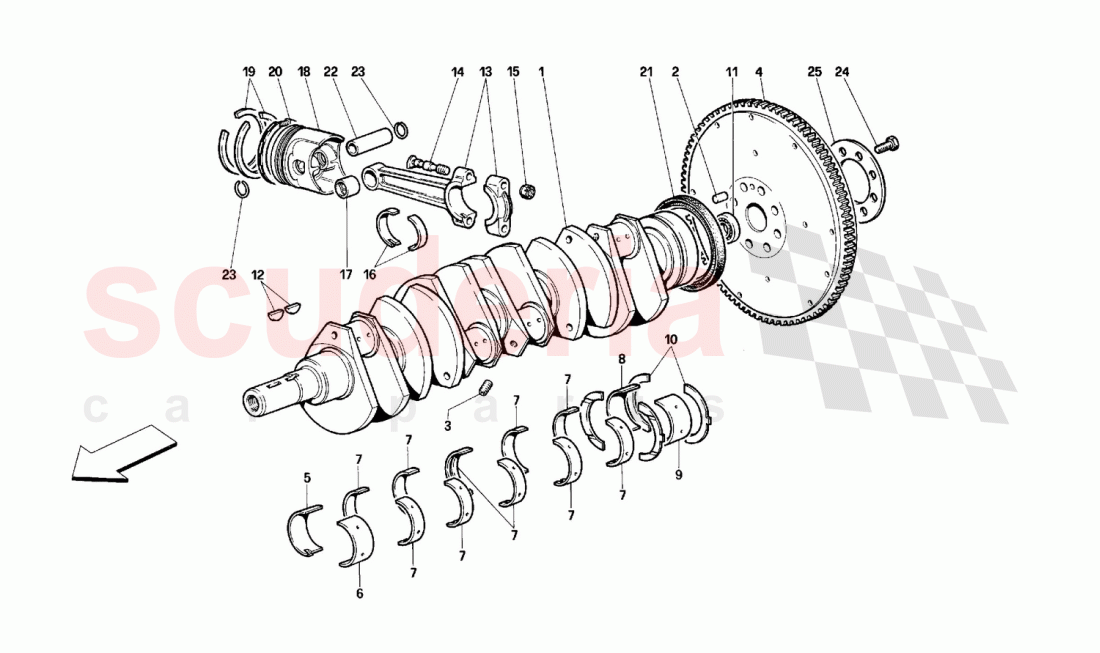 Crankshaft - Connecting rods and pistons of Ferrari Ferrari 512 TR