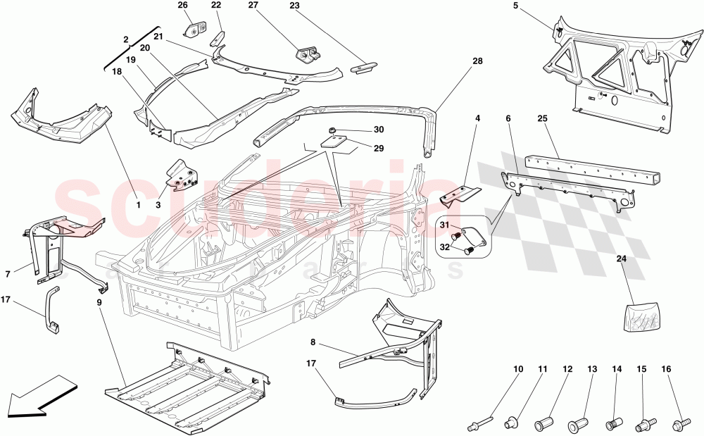 CHASSIS - COMPLETE FRONT STRUCTURE AND PANELS of Ferrari Ferrari 430 Spider