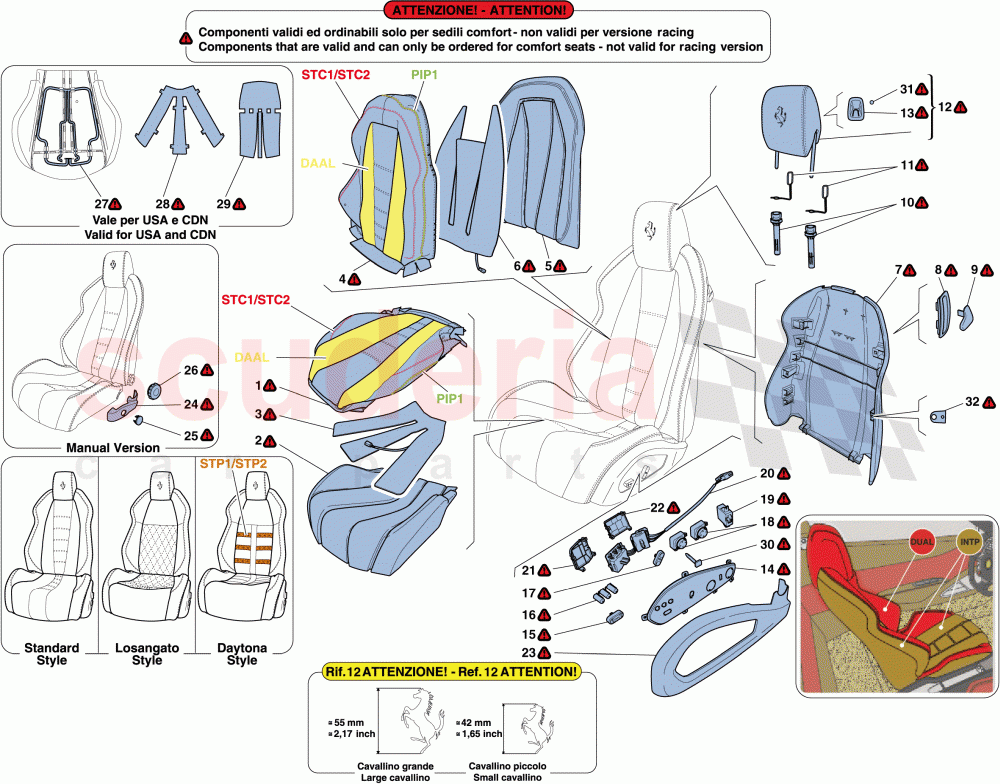 SEATS - UPHOLSTERY AND ACCESSORIES of Ferrari Ferrari 458 Italia