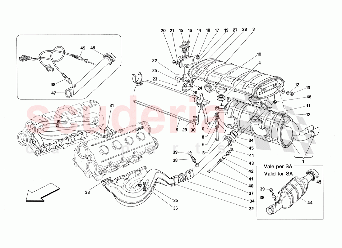 Exhaust System - Not for Catalytic Vehicles of Ferrari Ferrari 348 TB (1993)