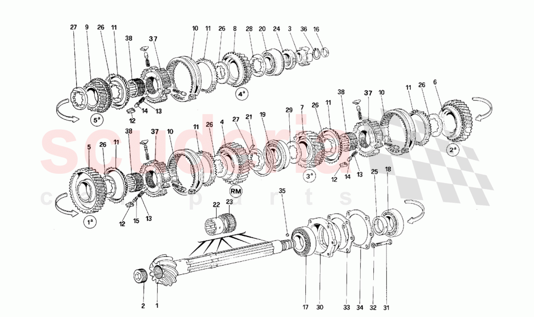 Lay shaft gears of Ferrari Ferrari F40