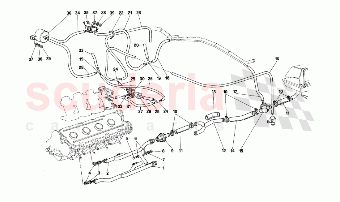 Air injection device -Valid for cars with catalyst - Not for USA-- of Ferrari Ferrari F40
