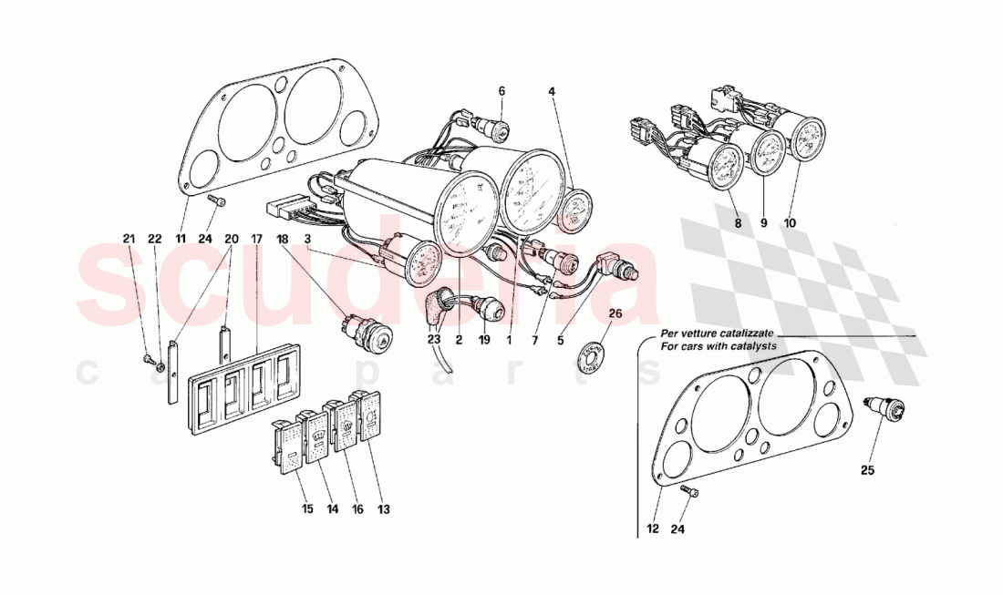 Control and command instruments of Ferrari Ferrari F40