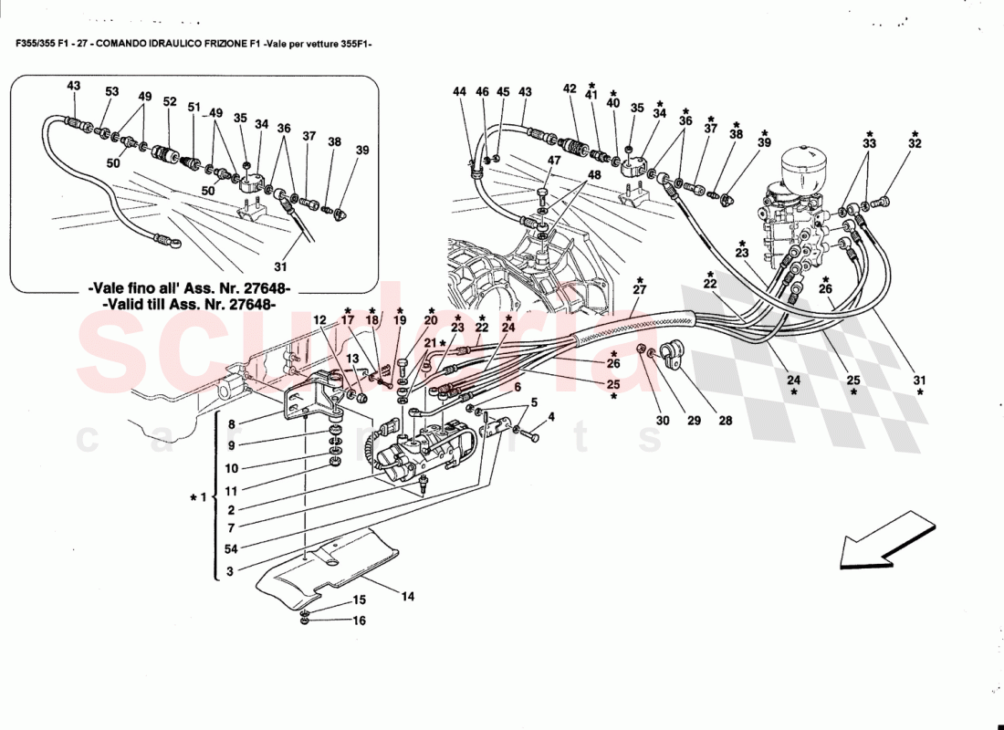 F1 CLUTCH HYDRAULIC CONTROL -Valid for 355F1 cars- of Ferrari Ferrari 355 (5.2 Motronic)