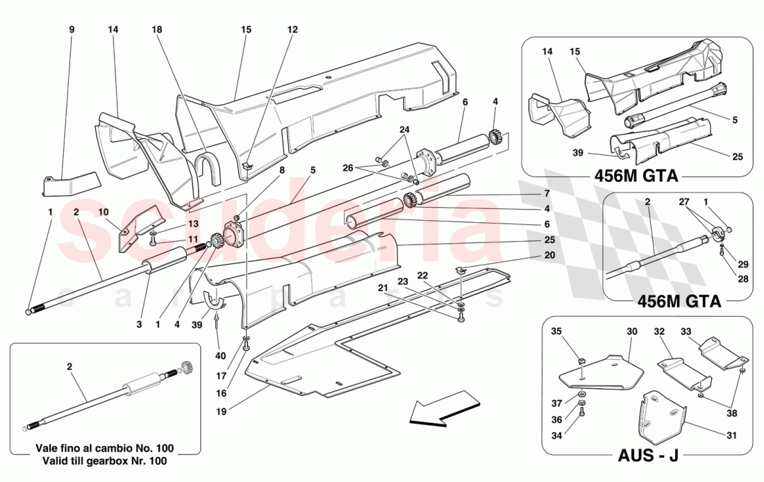 ENGINE CONNECTION TUBE - GEARBOX AND INSULATION of Ferrari Ferrari 456 M GT/GTA