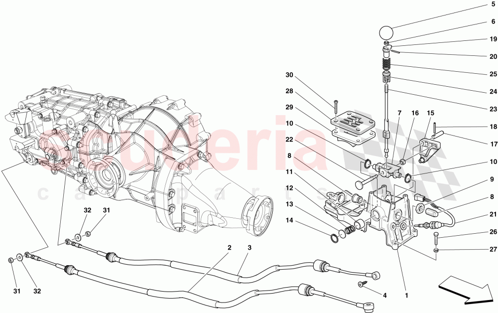 EXTERNAL GEARBOX CONTROLS -Not for DCT gearbox- of Ferrari Ferrari California (2012-2014)