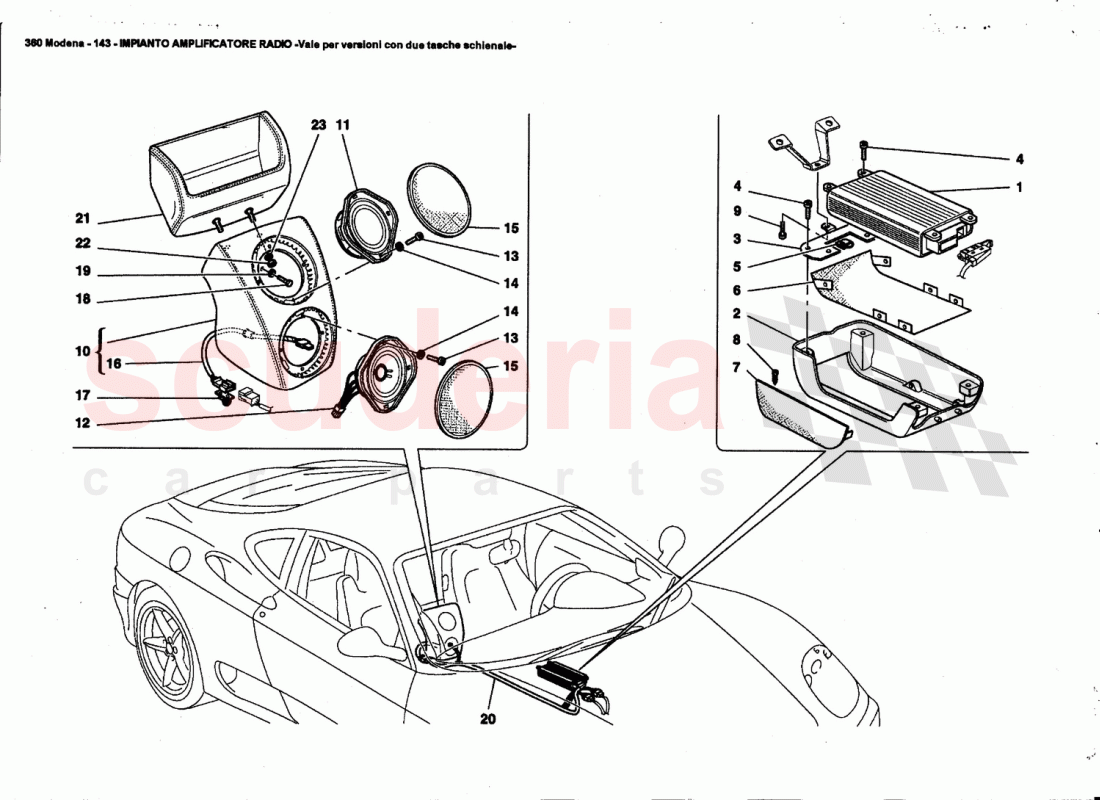 RADIO AMPLIFIER SYSTEM -Valid far version with two seat back pockets- of Ferrari Ferrari 360 Modena