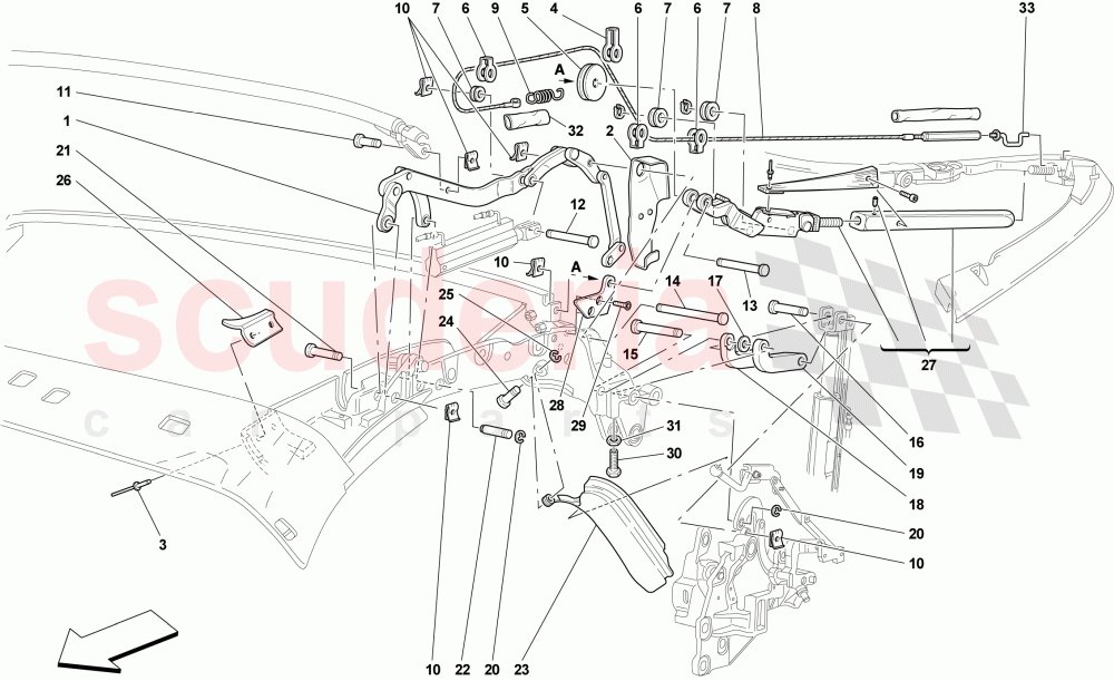 ROOF KINEMATICS - UPPER PART -Applicable for Spider 16M- of Ferrari Ferrari 430 Scuderia Spider 16M