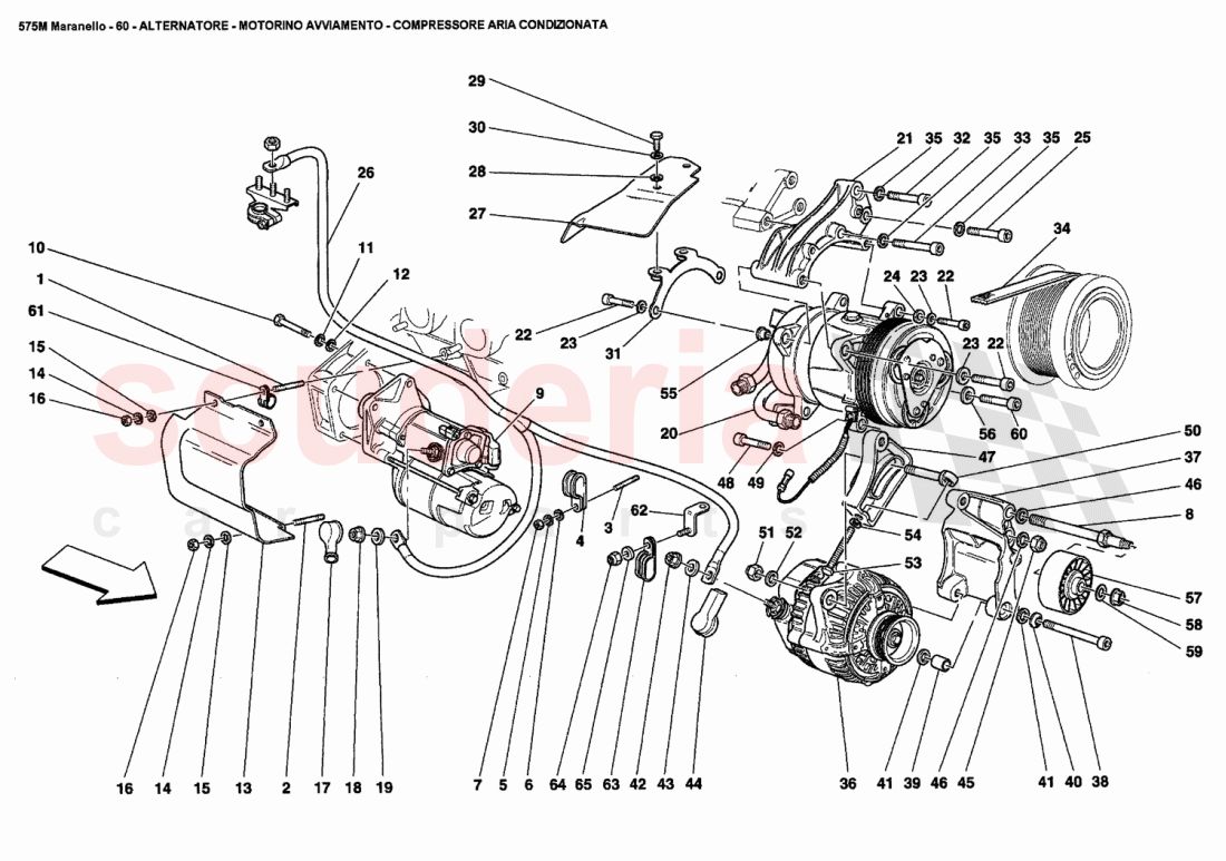 ALTERNATOR - STARTING MOTOR - AIR CONDITIONING COMPRESSOR of Ferrari Ferrari 575M Maranello