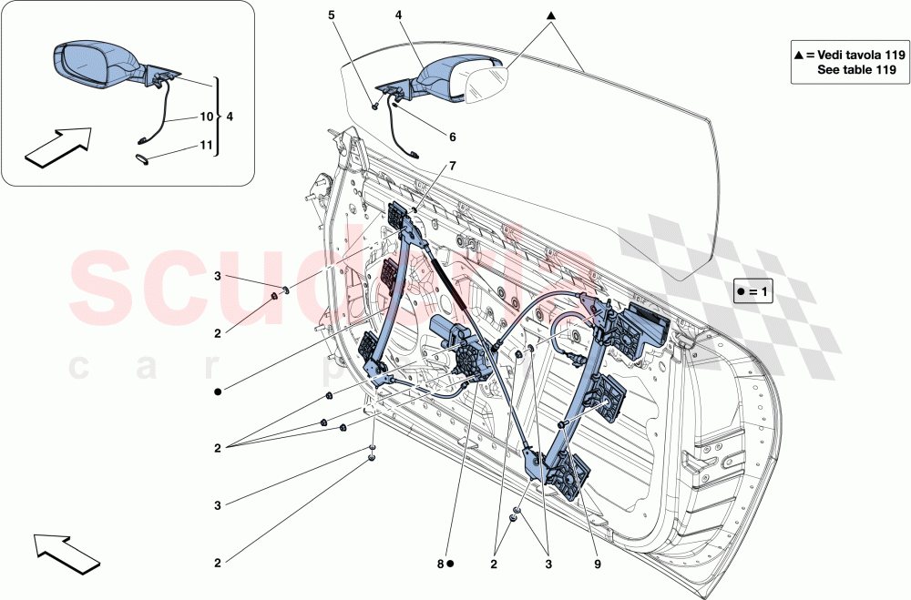 DOORS - POWER WINDOW AND REAR VIEW MIRROR of Ferrari Ferrari GTC4Lusso