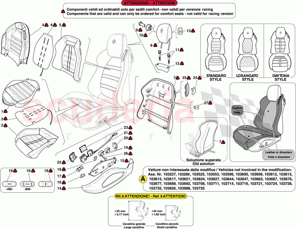 FRONT SEAT - TRIM AND ACCESSORIES of Ferrari Ferrari California (2012-2014)