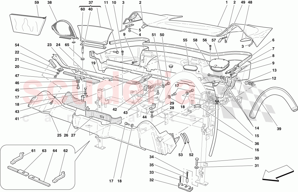 ROOF TRIM AND CONTAINER TUB -Applicable for Spider 16M- of Ferrari Ferrari 430 Scuderia Spider 16M