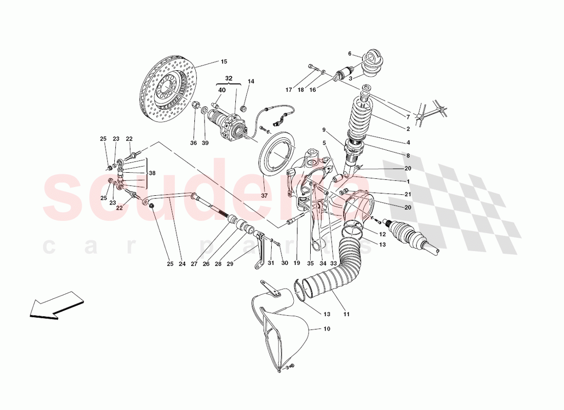 Rear Suspension - shock absorber & brake disc of Ferrari Ferrari 430 Challenge (2006)