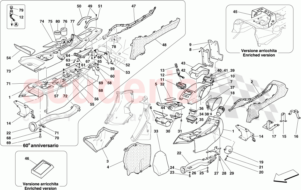 TUNNEL - SUBSTRUCTURE AND ACCESSORIES -Not for "OTO"- of Ferrari Ferrari 612 Scaglietti