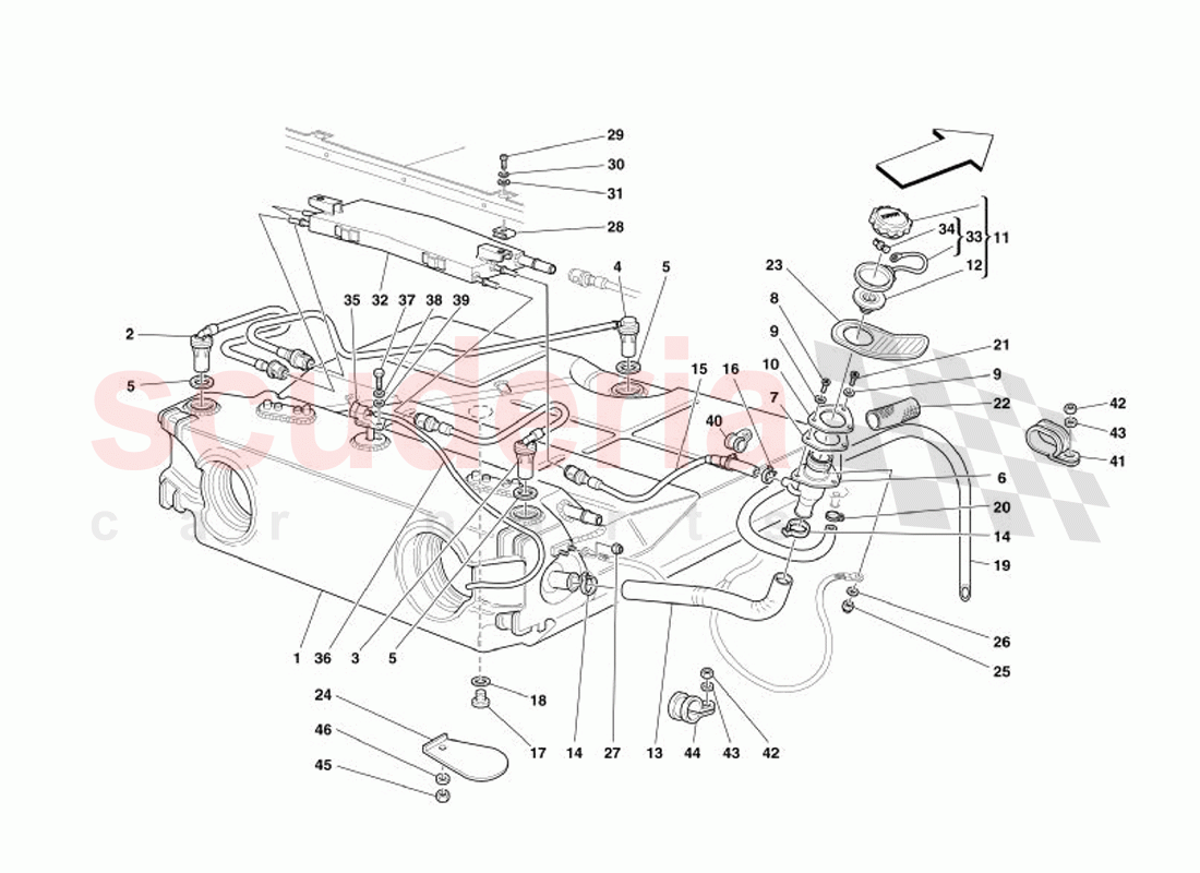 Fuel Tank - Union and Piping -Valid for USA and CDN- of Ferrari Ferrari 575 Superamerica