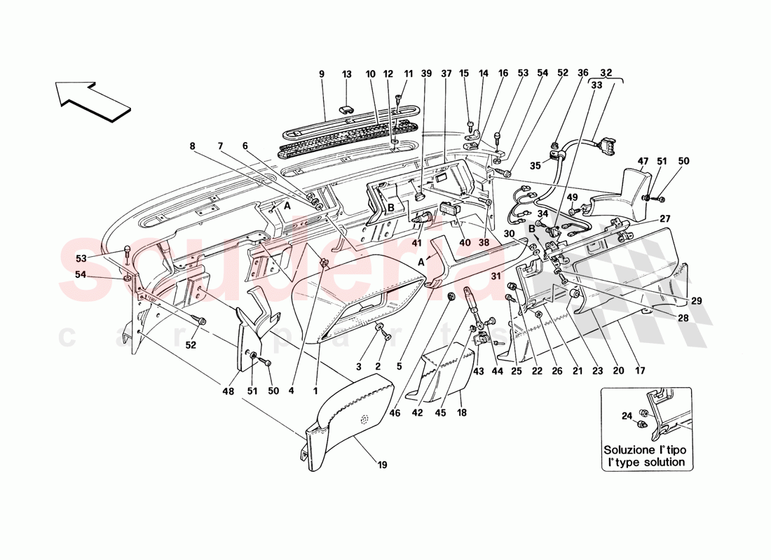 Dashboard - Trim and Accessories - Valid for USA From M.Y. 90 of Ferrari Ferrari 348 TB (1993)