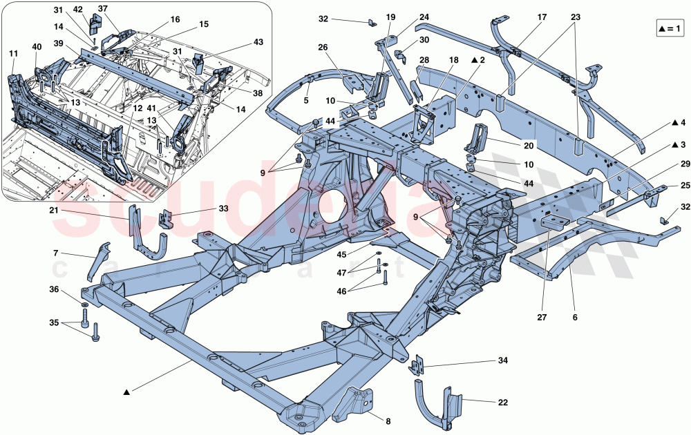 CHASSIS - STRUCTURE, REAR ELEMENTS AND PANELS of Ferrari Ferrari 488 Spider