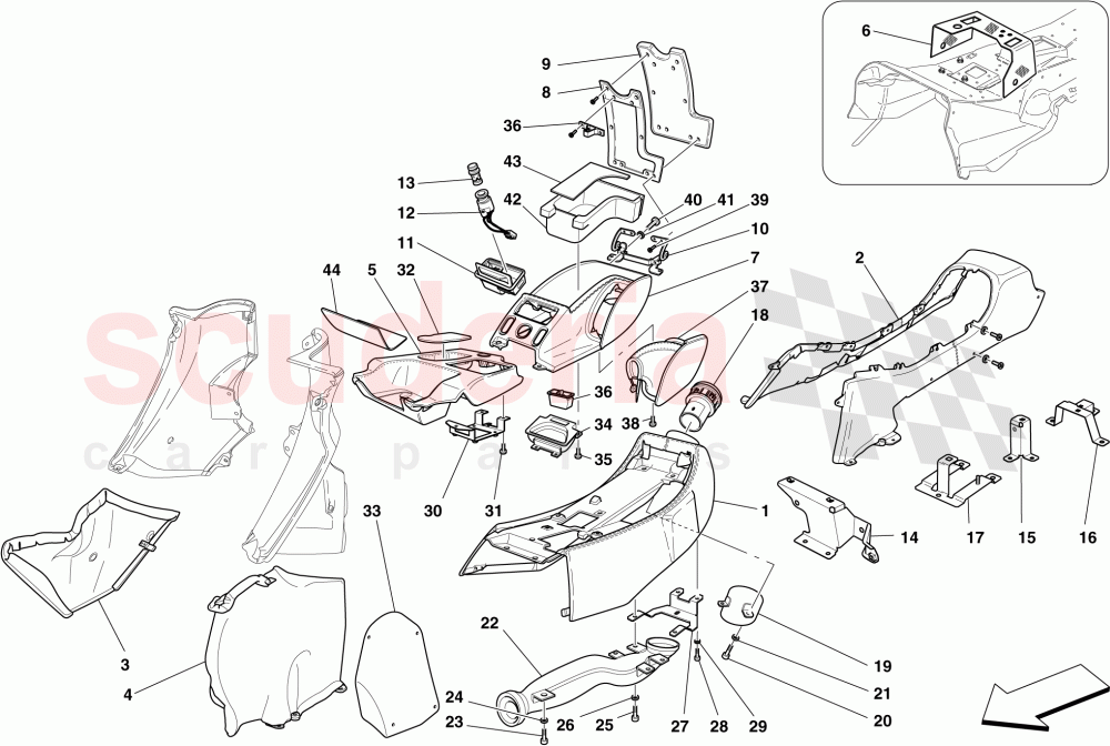 TUNNEL - SUBSTRUCTURE AND ACCESSORIES -Applicable for "OTO"- of Ferrari Ferrari 612 Sessanta